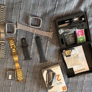 Smartwatch with Gold Silver and Black Bands